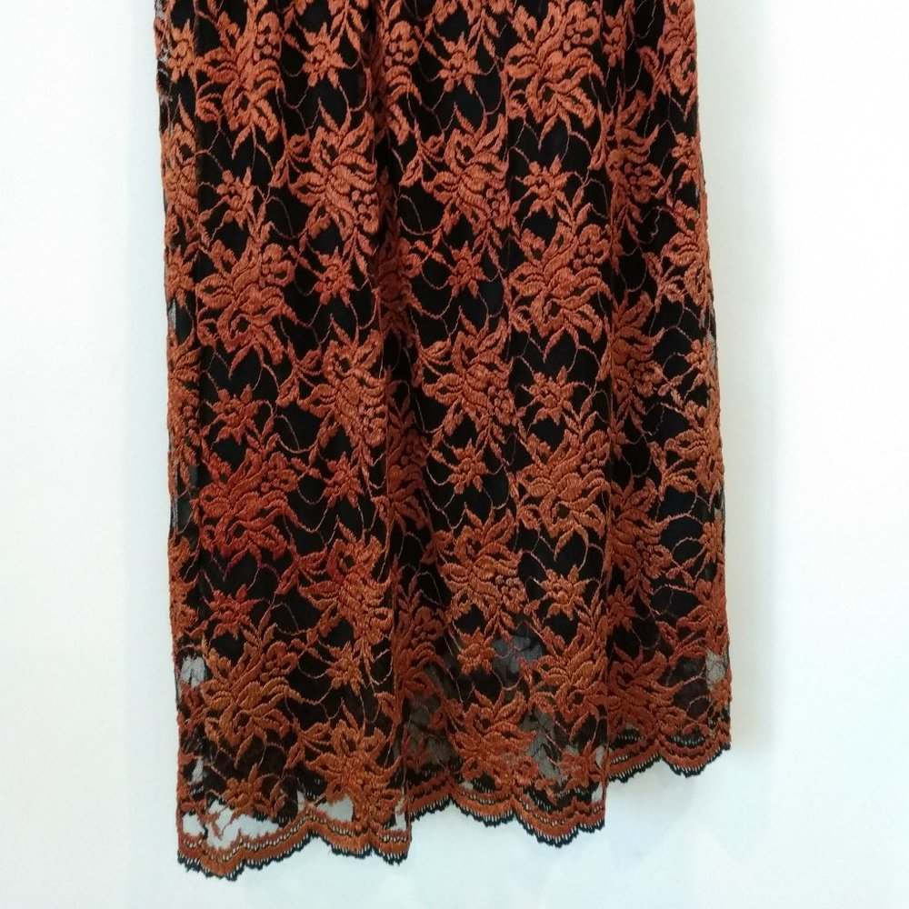 PURA BURNT ORANGE MAXI LACE SKIRT with elasticized waist Med/Large